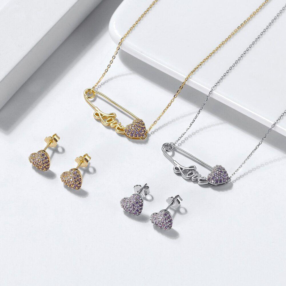 Purple 925 Sterling Silver Stud Earrings