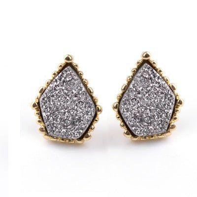 Quartz Natural Druzy Stone Mini Earrings