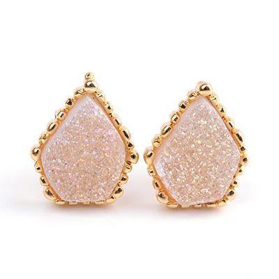 Quartz Natural Druzy Stone Mini Earrings