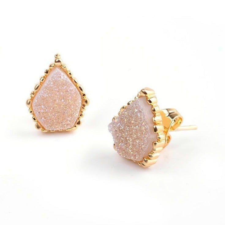 Quartz Natural Druzy Stone Mini Earrings