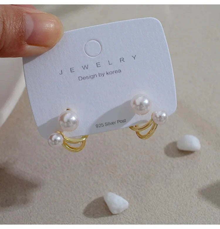 Red Pearl Multi Wearing Method Stud Earrings