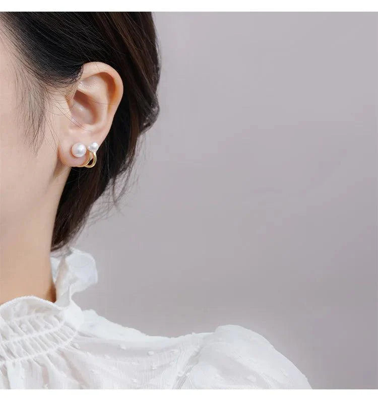 Red Pearl Multi Wearing Method Stud Earrings