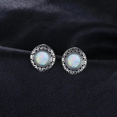 Round Gemstone 925 Sterling Silver Earrings