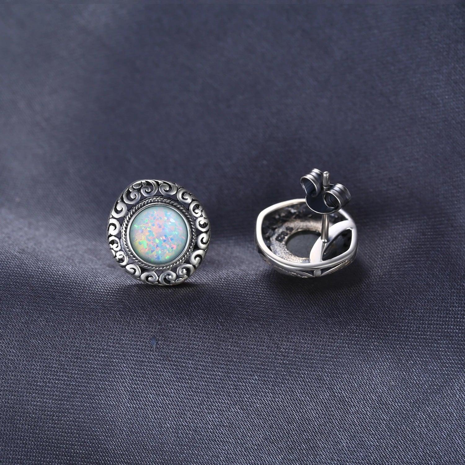 Round Gemstone 925 Sterling Silver Earrings