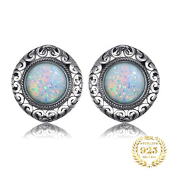 Round Gemstone 925 Sterling Silver Earrings