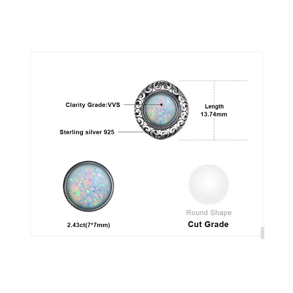 Round Gemstone 925 Sterling Silver Earrings