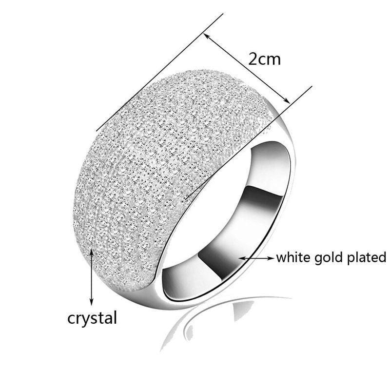 Shiny Big Full Crystal Silver Finger Rings