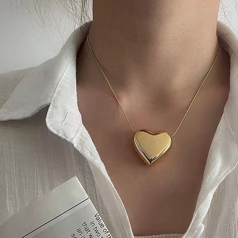 Simple Metal Heart Necklaces