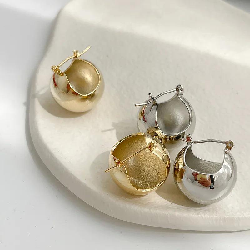 Simple Metal Round Drop Earrings