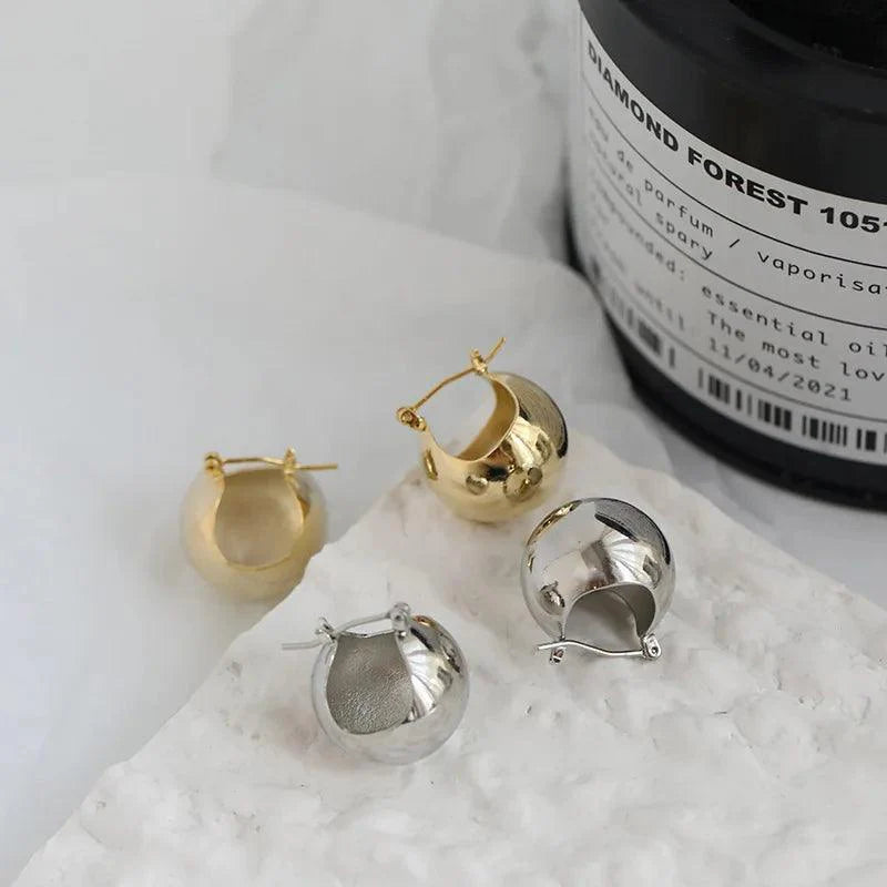 Simple Metal Round Drop Earrings