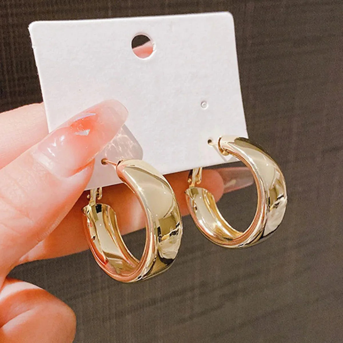 Simple Metal Round Drop Earrings