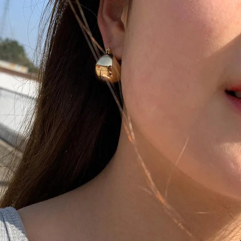 Simple Metal Round Drop Earrings