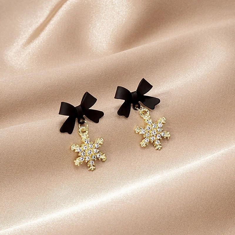 Snowflake Pendant Drop Earrings