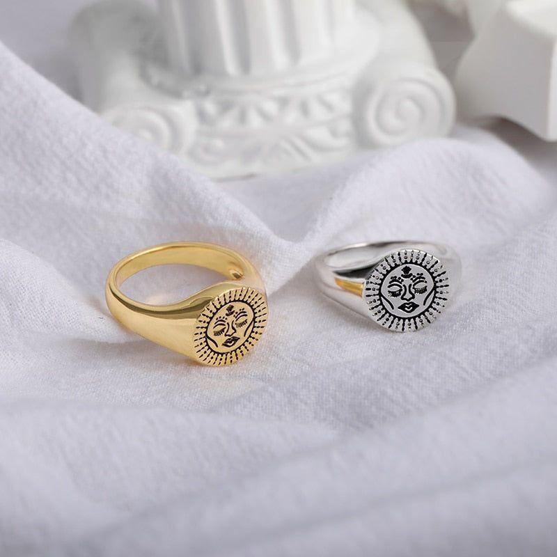 Stainless Steel Sun Face Finger Rings