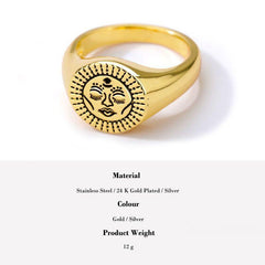 Stainless Steel Sun Face Finger Rings