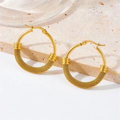 Stainless Steel WB137 Oval Metal Earbuckle Hoop Earrings