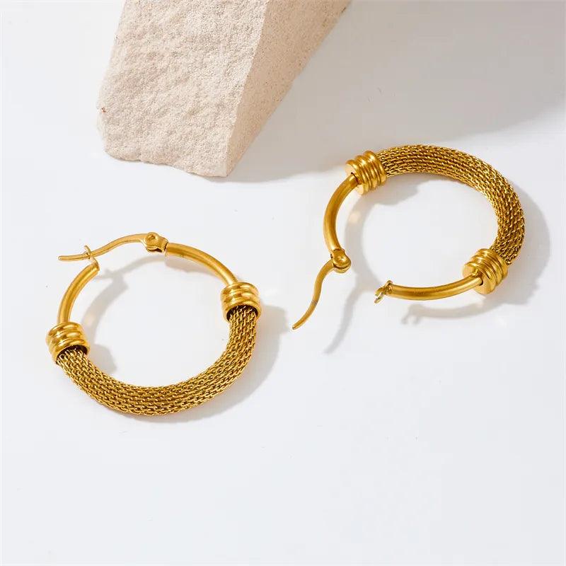 Stainless Steel WB137 Oval Metal Earbuckle Hoop Earrings