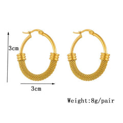 Stainless Steel WB137 Oval Metal Earbuckle Hoop Earrings