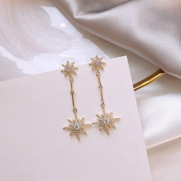 Star Crystal Long Earrings