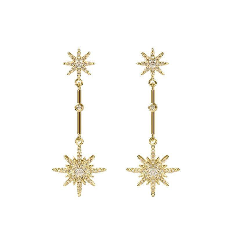 Star Crystal Long Earrings