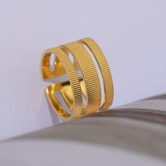 Statement Stainless Steel Geometric Opening Finger Ring