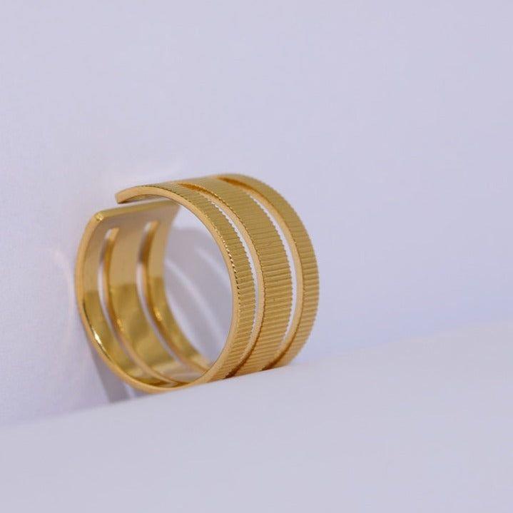 Statement Stainless Steel Geometric Opening Finger Ring