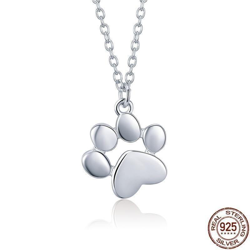 Sterling Silver Copper Jewelry Dog Cat Footprints Paw Necklaces Pendants