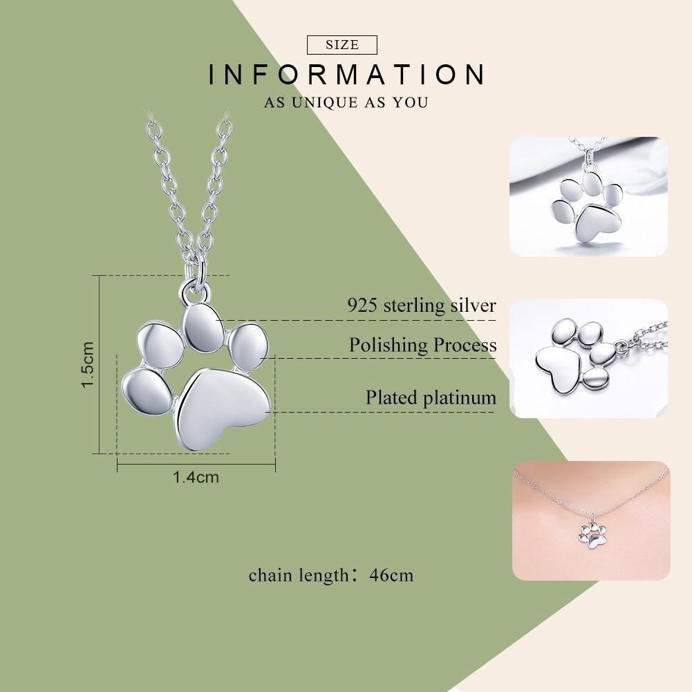 Sterling Silver Copper Jewelry Dog Cat Footprints Paw Necklaces Pendants