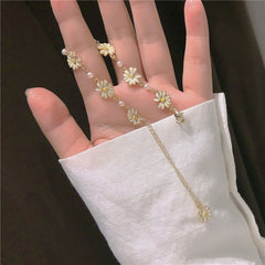 Sweet White Flowers Bracelets Necklaces Rings Earrings Set