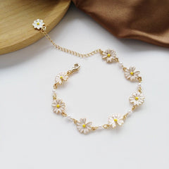 Sweet White Flowers Bracelets Necklaces Rings Earrings Set