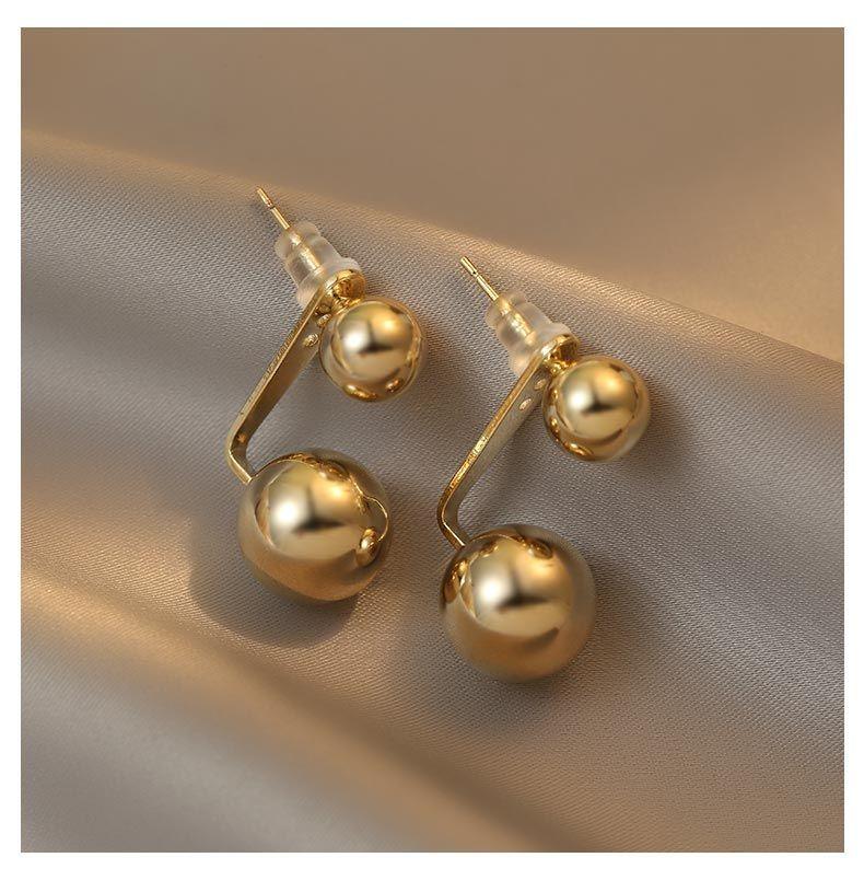 Temperament Metal Double Ball Earrings