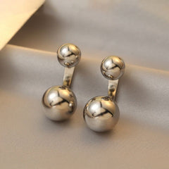 Temperament Metal Double Ball Earrings