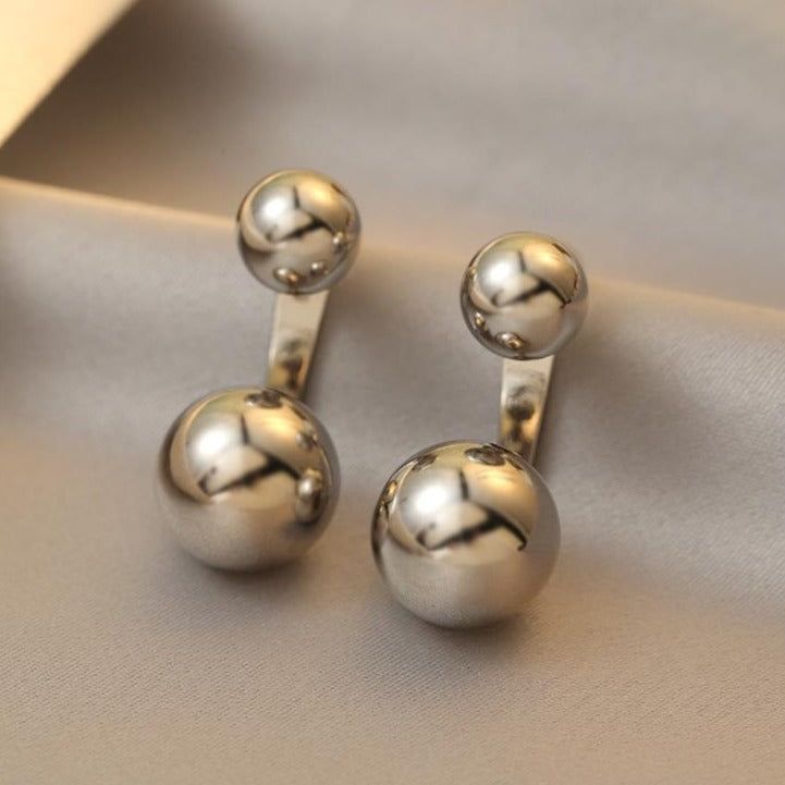 Temperament Metal Double Ball Earrings