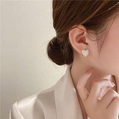 Two Side Design With Zircon Gold Heart-Shaped Earrings