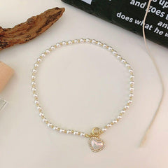 Heart Shaped Simulated Pearl Necklace