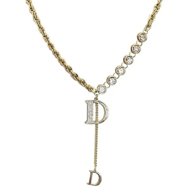 Zircon D Letter Long Necklaces
