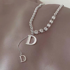 Zircon D Letter Long Necklaces