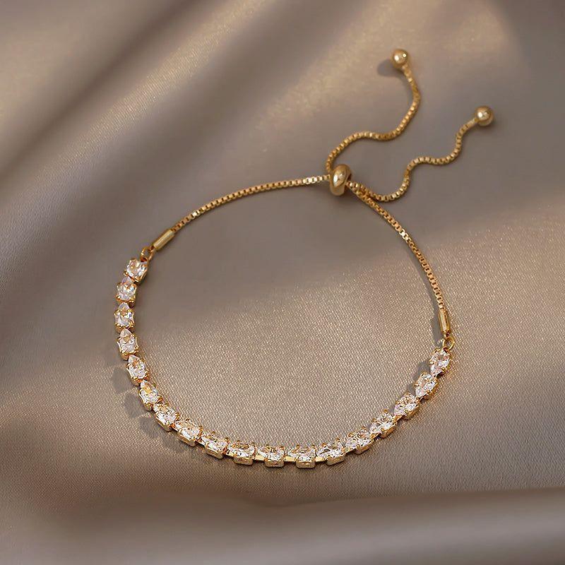 Zircon Gold Pull Adjustable Bracelet