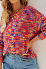 Mix Color Long Sleeve Loose Pullover