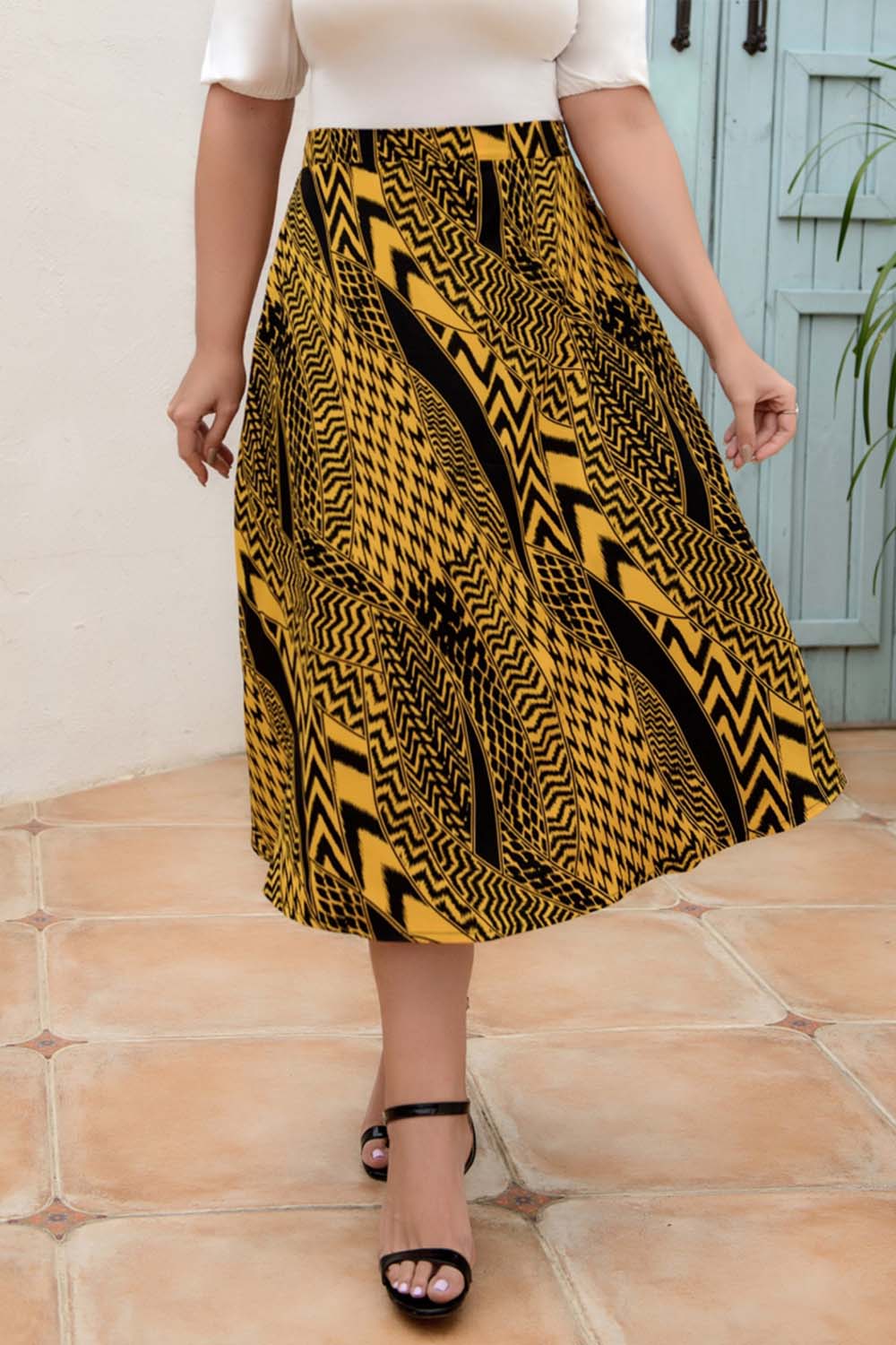 Elastic Waist Print Skirt