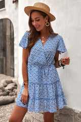 Ruffled Floral Print Dress