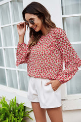 Floral Lace-Sleeve Shirt