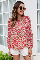 Floral Lace-Sleeve Shirt