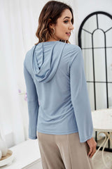 Chiffon Flared Sleeve Hooded T-Shirt