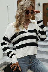 Loose Striped Contrast Pullover