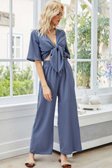 V-Neck T-Shirt Pants Suit