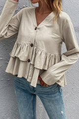 Single-Breasted Double-Layer Pleated T-Shirt