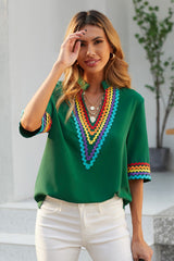 Contrast Embroidered Half-sleeve Shirt