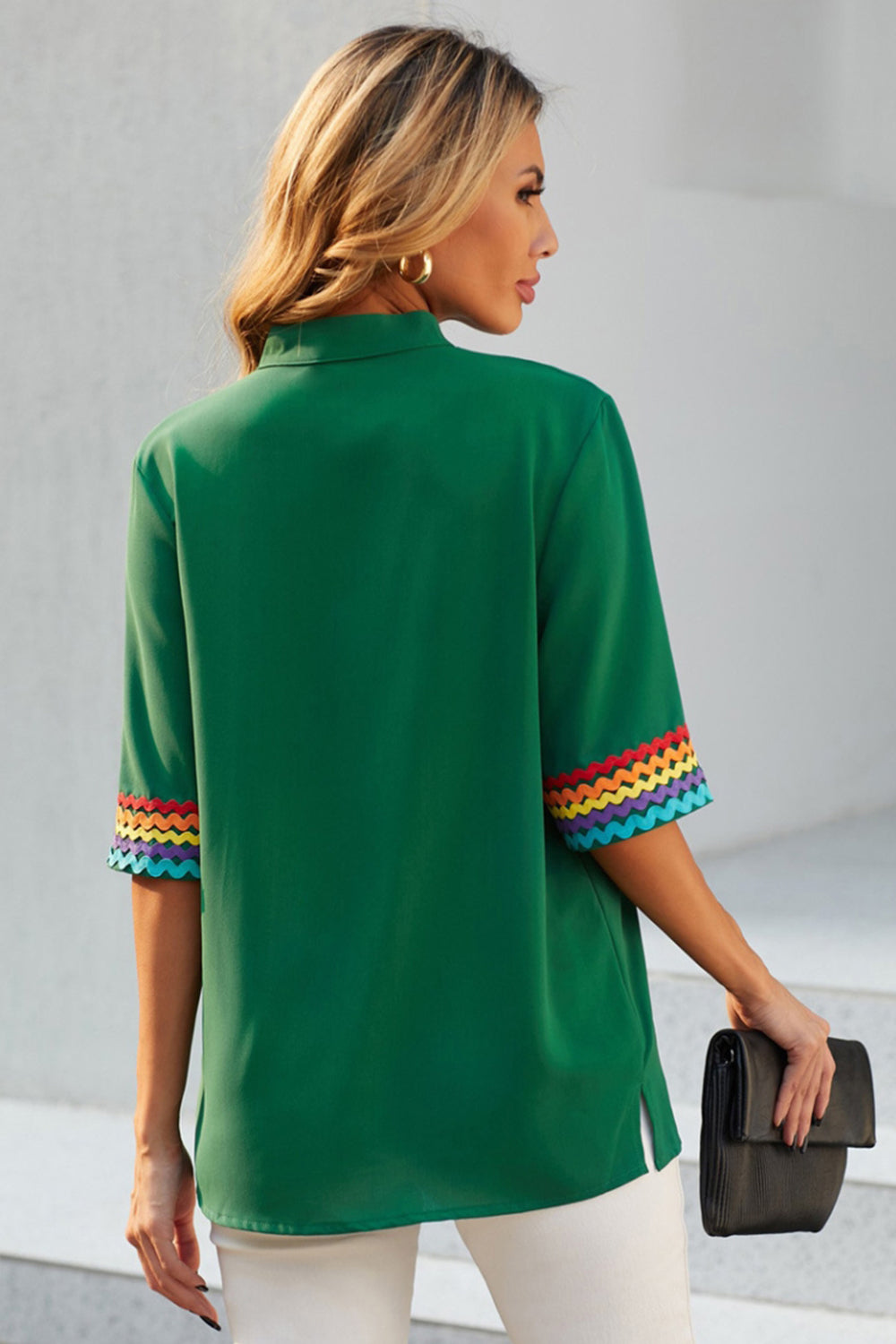 Contrast Embroidered Half-sleeve Shirt