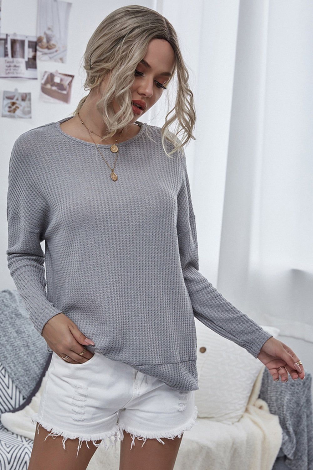 Round Neck Open Back Sweater